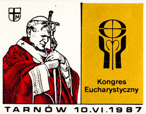 Zdjęcie 035. Przypinka o treści: Kongres Eucharystyczny TARNÓW 10.VI.1987.